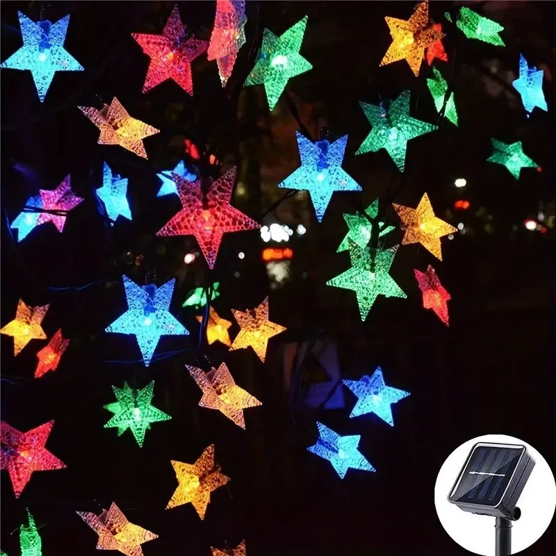 Set 2 Instalatii solare cu 50 LED-uri, stelute, multicolor, 8 jocuri de lumini
