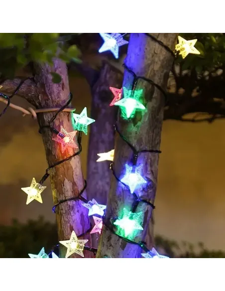 Set 2 Instalatii solare cu 50 LED-uri, stelute, multicolor, 8 jocuri de lumini