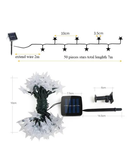 Set 2 Instalatii solare cu 50 LED-uri, stelute, multicolor, 8 jocuri de lumini
