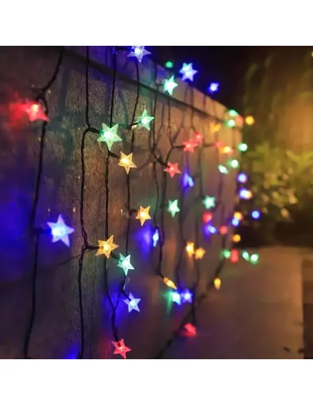 Set 2 Instalatii solare cu 50 LED-uri, stelute, multicolor, 8 jocuri de lumini