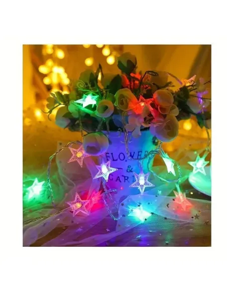 Set 2 Instalatii solare cu 50 LED-uri, stelute, multicolor, 8 jocuri de lumini