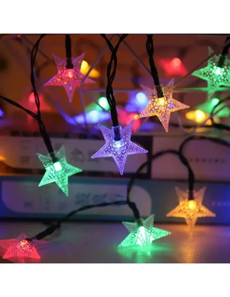 Set 2 Instalatii solare cu 50 LED-uri, stelute, multicolor, 8 jocuri de lumini