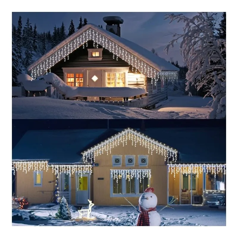 Instalație premium tip turturi cu flash, 50m, 900 LED, interconectabilă, fir alb – Exterior & Interior