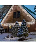 Instalație premium tip turturi cu flash, 50m, 900 LED, interconectabilă, fir alb – Exterior & Interior