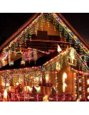 Instalație premium tip turturi cu flash, 50m, 900 LED, interconectabilă, fir alb – Exterior & Interior