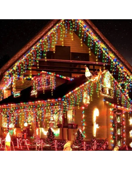Instalație premium tip turturi cu flash, 50m, 900 LED, interconectabilă, fir alb – Exterior & Interior