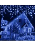 Instalație premium tip turturi cu flash, 50m, 900 LED, interconectabilă, fir alb – Exterior & Interior