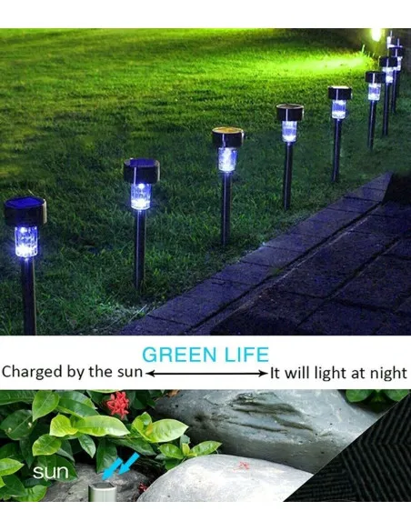 10 buc Lampi solare gradina, LED, exterior din
