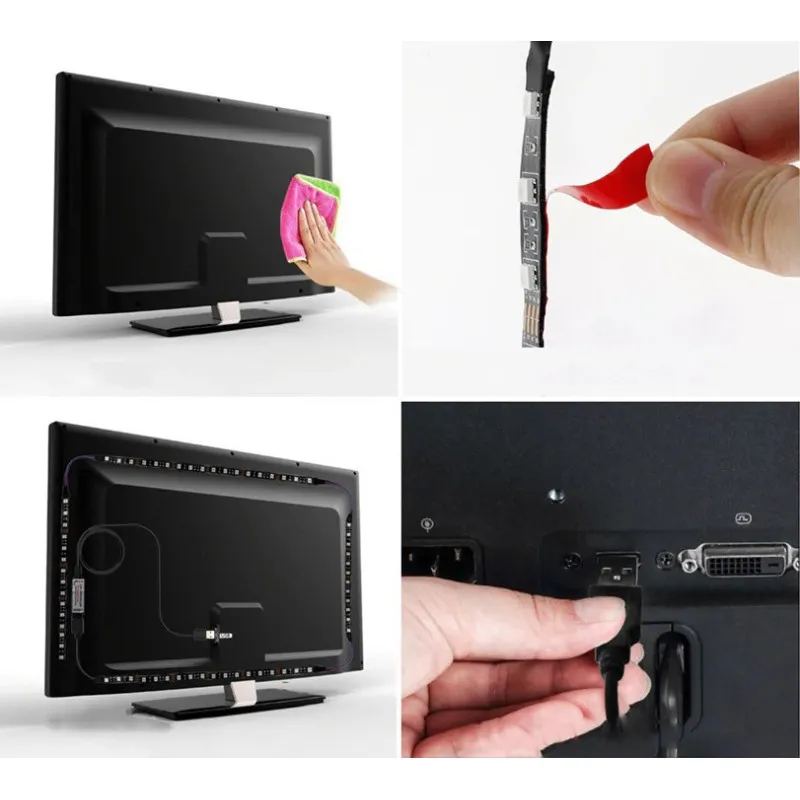 Banda LED RGB iluminare fundal TV 5m telecomanda