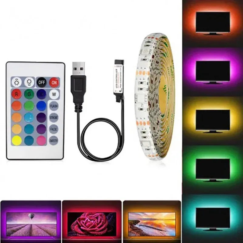 Banda LED RGB iluminare fundal TV 5m telecomanda