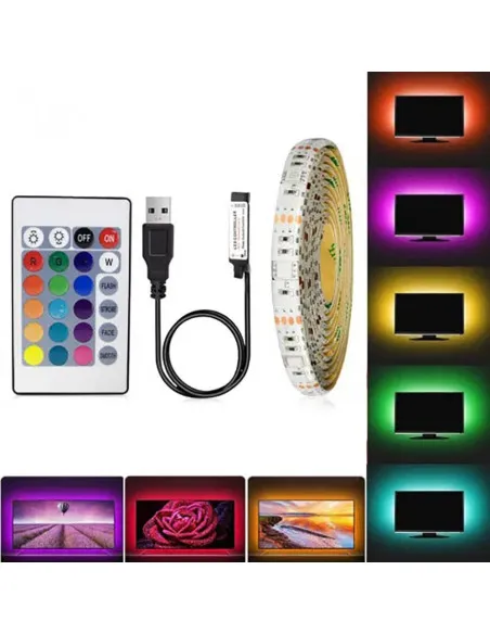 Banda LED RGB iluminare fundal TV 5m telecomanda