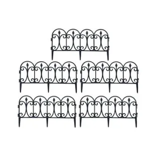 Set 10 garduri decorative pentru gradina 60x32cm, NEGRU
