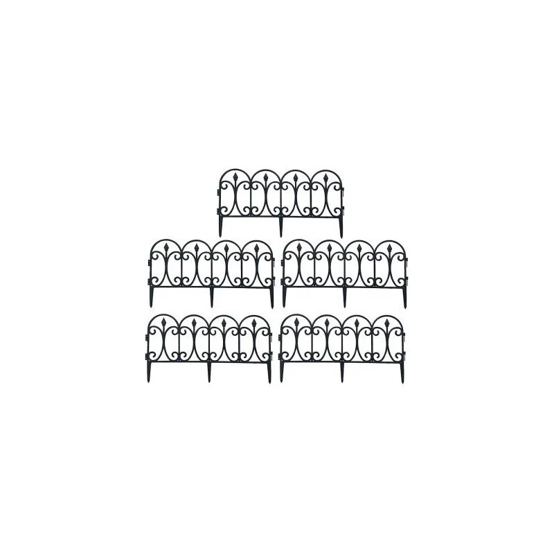 Set 10 garduri decorative pentru gradina 60x32cm, NEGRU