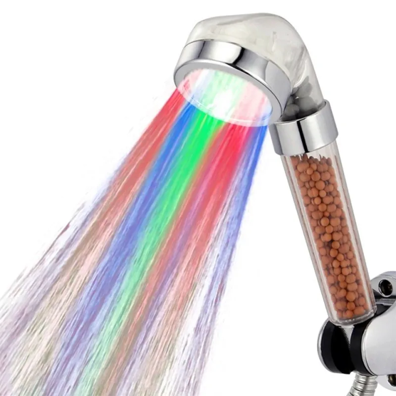 Cap de dus cu LED-uri colorate si granule