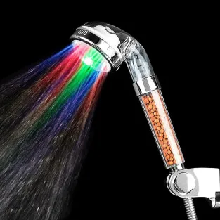 Cap de dus cu LED-uri colorate si granule 2