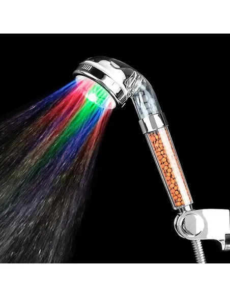 Cap de dus cu LED-uri colorate si granule