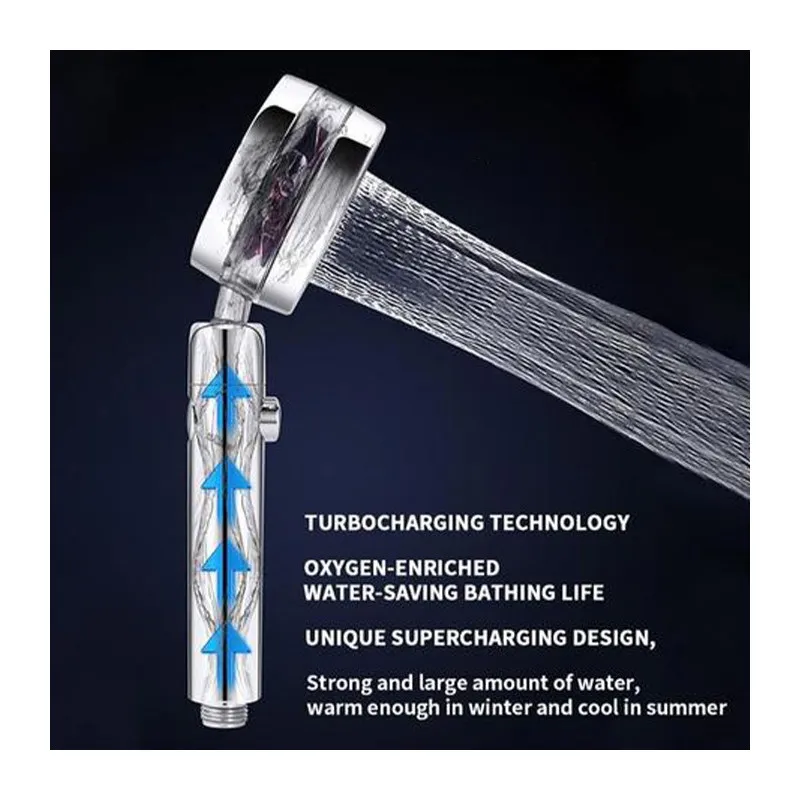 Cap de dus turbo pro, cu elice pentru presiune apa, buton on/off