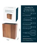 Suport de cutite din lemn Acacia, design universal cu sloturi protectoare KITCHENDAO XL