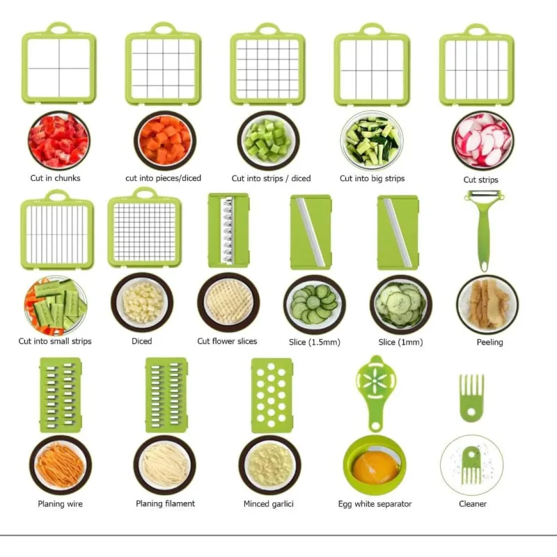 Tocator bucătărie Veggie Slicer pentru legume si fructe cu 22 accesorii