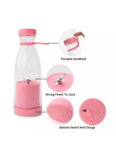 Mini blender portabil cu 6 lame din orel inoxiabil , incarcare usb, 420ml
