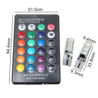 Set 2 becuri RGB auto cu telecomanda 2