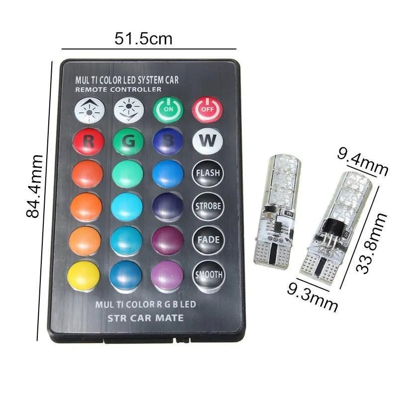 Set 2 becuri RGB auto cu telecomanda