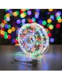 Instalatie Led tip sir de Craciun, 81.5 metri, 500 LED-uri cu flash, diverse culori, interconectabila, fir ALB