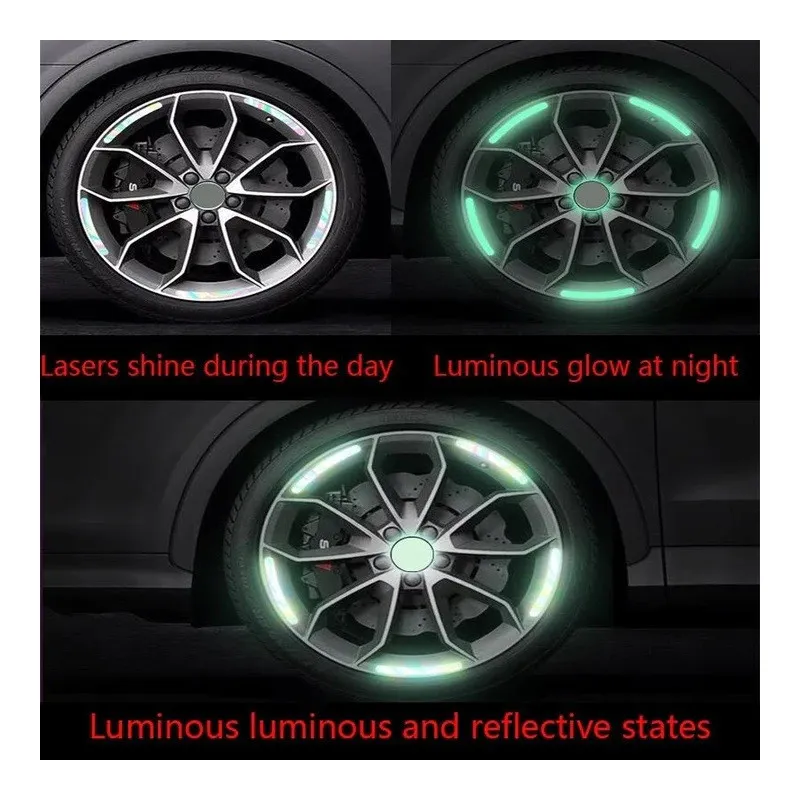 Set 20 Benzi Reflectorizante, Autoadezive, Pentru Roti Auto sau Moto,Galben