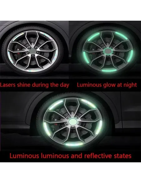 Set 20 Benzi Reflectorizante, Autoadezive, Pentru Roti Auto sau Moto,Galben