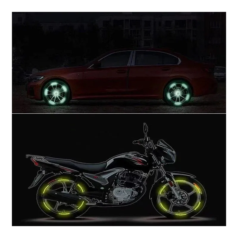 Set 20 Benzi Reflectorizante, Autoadezive, Pentru Roti Auto sau Moto,Galben