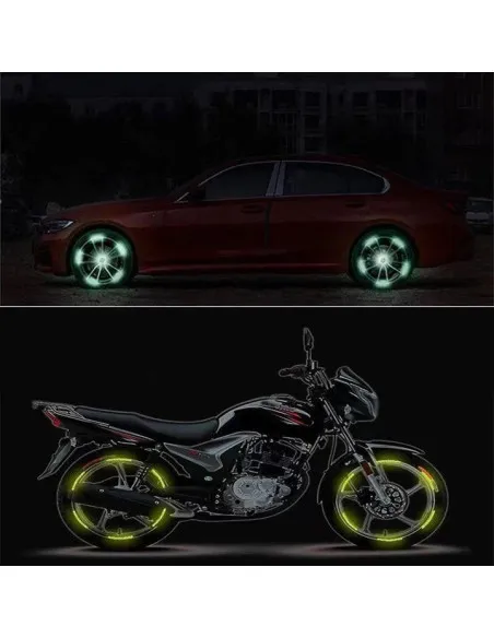 Set 20 Benzi Reflectorizante, Autoadezive, Pentru Roti Auto sau Moto,Galben