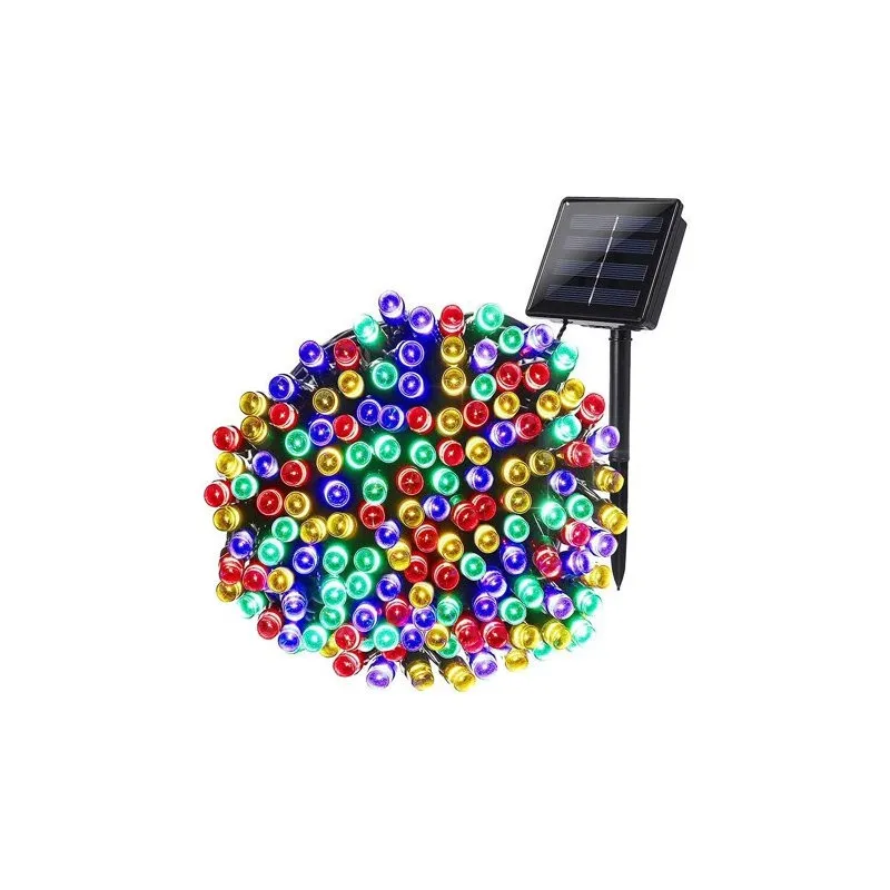 Instalatie solara decorativa, 100 LED-uri, multicolor, 12 m, 2 moduri iluminare