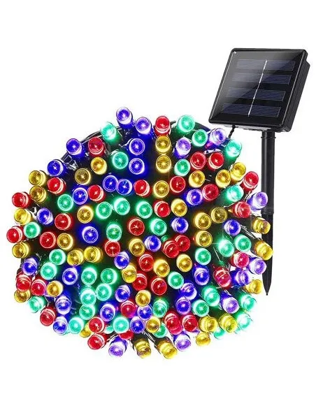Instalatie solara decorativa, 100 LED-uri, multicolor, 12 m, 2 moduri iluminare
