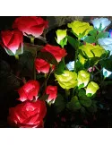 Set 2 Lămpi Solare de Grădină Anedius, Trandafiri Artificiali Decorativi, 71 cm, Roșu