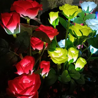 Set 2 Lămpi Solare de Grădină Anedius, Trandafiri Artificiali Decorativi, 71 cm, Roșu 2