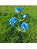 Set 2 Lămpi Solare de Grădină, Trandafiri Artificiali, 71 cm, Albastru