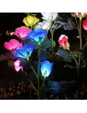 Set 2 Lămpi Solare de Grădină, Trandafiri Artificiali, 71 cm, Albastru
