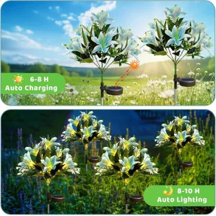 Set 2 Lămpi Solare Crini Albaștri 70cm IP65 Chic Mania 2