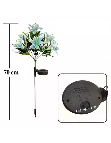 Set 2 Lămpi Solare Crini Albaștri 70cm IP65 Chic Mania