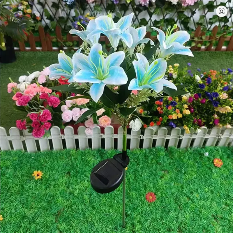 Set 2 Lămpi Solare Crini Albaștri 70cm IP65 Chic Mania