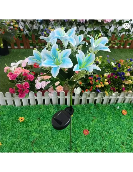 Set 2 Lămpi Solare Crini Albaștri 70cm IP65 Chic Mania