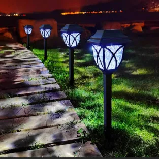 Pahet 6 Lampi Solare LED, tip felinar negru, culoare ALB 2