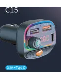Modulator FM C15 cu Bluetooth, 2USB+TypeC