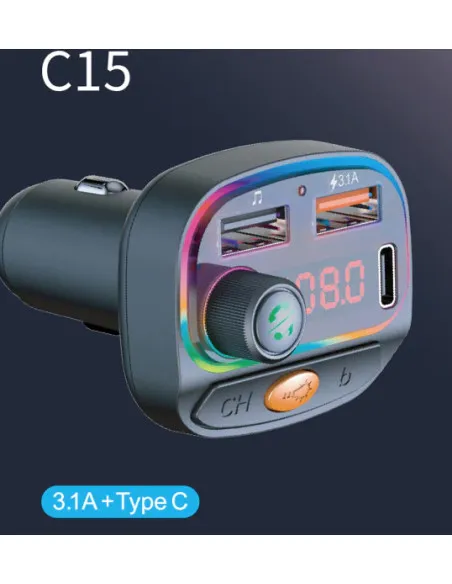 Modulator FM C15 cu Bluetooth, 2USB+TypeC