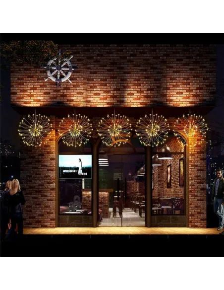 Set 5 jerbe luminoase solare , 5x 100 LED fir cupru, telecomanda ,culoare alb cald