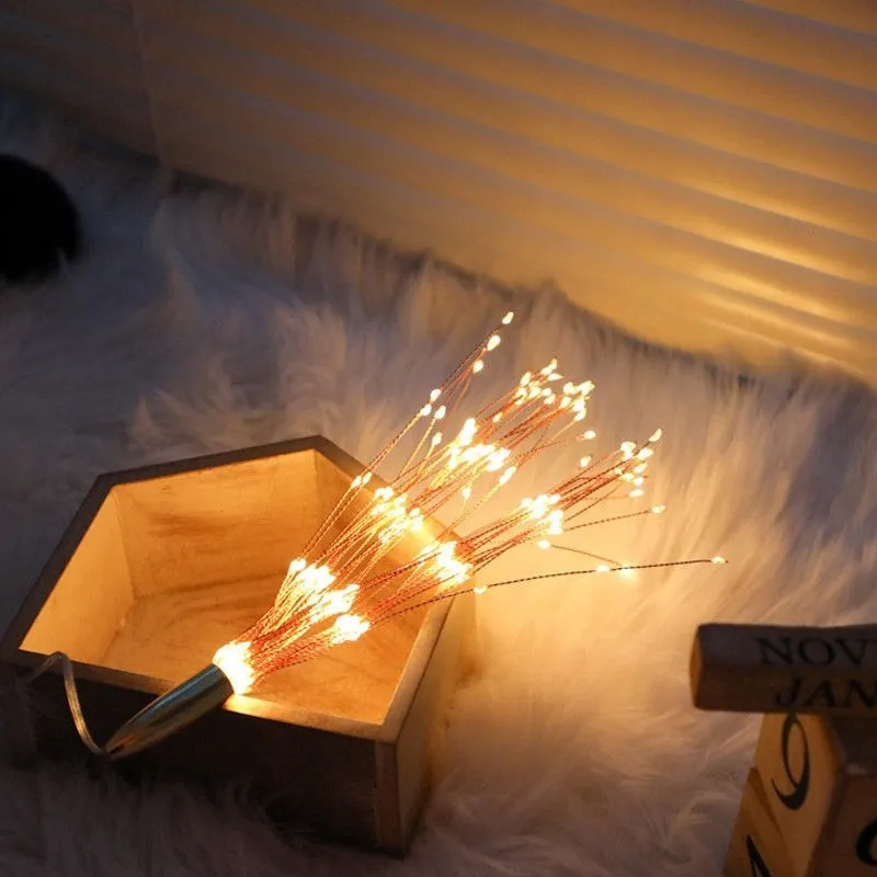 Set 5 jerbe luminoase solare , 5x 100 LED fir cupru, telecomanda ,culoare alb cald