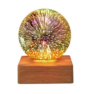 Lampa decorativa de masa, glob cu lumina foc de