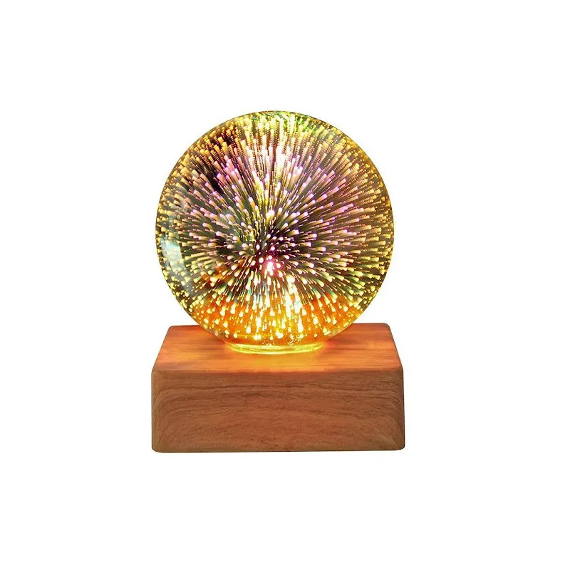 Lampa decorativa de masa, glob cu lumina foc de