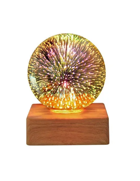 Lampa decorativa de masa, glob cu lumina foc de