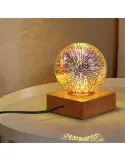Lampa decorativa de masa, glob cu lumina foc de